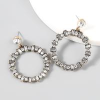 Rhinestone naušnica, Cink Alloy, s Akril vještački dijamant, modni nakit & za žene & s Rhinestone, bijel, 52x40mm, Prodano By par