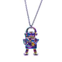 Tibetan Style Pendants, Robot, colorful plated, fashion jewelry, multi-colored, 9x4x17mm, Sold By PC