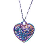 سبائك الزنك المعلقات القلب, الملونة مطلي, مجوهرات الموضة, متعددة الألوان, 15x3x15mm, تباع بواسطة PC