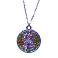 Zinc Alloy Pendants colorful plated fashion jewelry & with flower pattern multi-colored Sold By PC