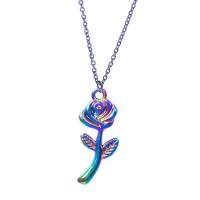 Zinc Alloy Flower Pendants Rose colorful plated fashion jewelry multi-colored Sold By PC