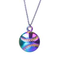 Tibetan Style Pendants, Baseball, colorful plated, fashion jewelry, multi-colored, 14x18mm, Length:45 cm, Sold By PC