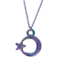 Zinc Alloy Pendants Moon and Star colorful plated fashion jewelry multi-colored Length 45 cm Sold By PC