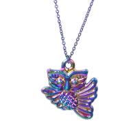 Zink Alloy Animal Hängen, Owl, färgrik pläterade, mode smycken, flerfärgad, 17x20mm, Längd 45 cm, Säljs av PC
