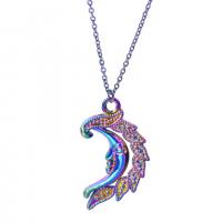 Tibetan Style Moon Pendants, colorful plated, fashion jewelry, multi-colored, 18x29mm, Length:45 cm, Sold By PC