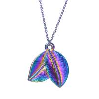 Zinc Alloy Leaf Vedhæng, farverig forgyldt, mode smykker, flerfarvede, 14x17mm, Længde 45 cm, Solgt af PC