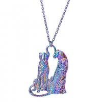 Zinc Alloy Animal Pendants Leopard colorful plated fashion jewelry multi-colored Length 45 cm Sold By PC