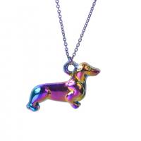 Pingentes animais de liga de zinco, platinado colorido, joias de moda, multi colorido, 19x13mm, comprimento 45 cm, vendido por PC
