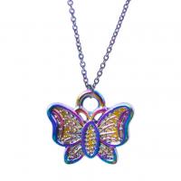 Zinc Alloy Pendants Butterfly colorful plated fashion jewelry multi-colored Length 45 cm Sold By PC