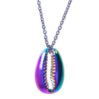 Tibetan Style Pendants, Shell, colorful plated, fashion jewelry, multi-colored, 12x19mm, Length:45 cm, Sold By PC