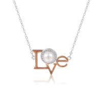 925 Sterling Silver Necklaces, with Freshwater Pearl, with 1.96inch extender chain, Alphabet Letter, plated, oval chain & for woman & with rhinestone, more colors for choice, 23.3x16.3mm, 6mm, Sold Per Approx 15.74 Inch Strand