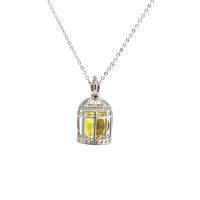 Sterling Silver Cage Locket Pendant Necklace, 925 Sterling Silver, with 1.96inch extender chain, platinum plated, oval chain & for woman & hollow, 12x23mm, 10mm, Sold Per Approx 15.74 Inch Strand