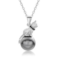 925 Sterling Silver Necklaces, with Shell Pearl, with 1.96inch extender chain, Cat, platinum plated, oval chain & for woman, 7.1x20.3mm, 10mm, Sold Per Approx 15.74 Inch Strand
