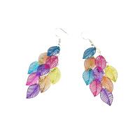 Brass Drop Earring Leaf plated for woman & hollow Sold By Pair