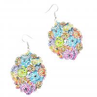 Brass Drop Earring brushwork for woman & hollow multi-colored Sold By Pair