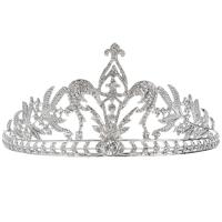 Bridal Tiaras Zinc Alloy Crown platinum color plated for woman & with rhinestone & hollow Sold By PC