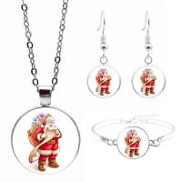 Zinc Alloy Jewelry Sets bracelet & earring & necklace with Glass Christmas Design & for woman 3.5cm 1.4*3.8cm Sold By Set