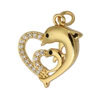 Cubic Zirconia Micro Pave Brass Pendant, gold color plated, micro pave cubic zirconia & hollow, 19x20x4mm, Hole:Approx 2mm, 10PCs/Lot, Sold By Lot