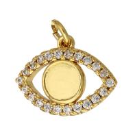 Cubic Zirconia Micro Pave Brass Pendant, Eye, gold color plated, micro pave cubic zirconia, 17x13x4mm, Hole:Approx 2mm, 10PCs/Lot, Sold By Lot