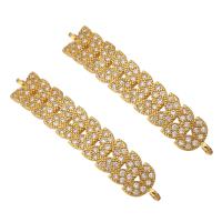 Cubic Zirconia Micro Pave Brass Connector, gold color plated, micro pave cubic zirconia, 7x37x2mm, Hole:Approx 1mm, 10PCs/Lot, Sold By Lot