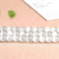 Cats Eye Perlen Schmuck, Katzenauge, rund, DIY & verschiedene Größen vorhanden, weiß, verkauft von Strang