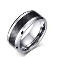 Stainless Steel Finger Ring, with Carbon Fibre, plated, different size for choice & for man, 8mm, Sold By PC