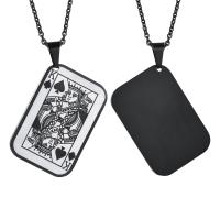 Stainless Steel Jewelry Necklace, Poker, for man, black, 40x27mm, Length:24 Inch, Sold By PC