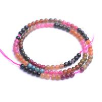 Turmalin Perle, rund, poliert, DIY, gemischte Farben, verkauft per 40 cm Strang