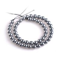 Terahertz Stone Beads, Round, polished, DIY, silver color, Sold Per 38 cm Strand