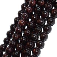 Natürlicher Granat Perlen, rund, poliert, DIY, rot, verkauft per 38 cm Strang