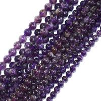 Luonnollinen Ametisti helmiä, Pyöreä, kiiltävä, tee-se-itse, violetti, Myyty Per 38 cm Strand