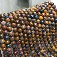Pietersite Perle, rund, poliert, DIY, gemischte Farben, verkauft per 38 cm Strang