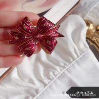 Zinc Alloy Brooches Bowknot epoxy gel for woman & with rhinestone mixed colors Sold By PC