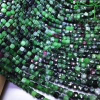 Ruby in Zoisite Beads Cube DIY & faceted mixed colors Sold Per 38 cm Strand