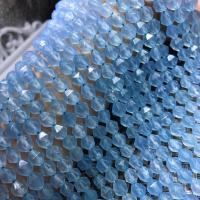 аквамарин Бусины, Круглая, поверхность звездообразной резки & DIY, голубой, 8mm, Продан через 38 см Strand