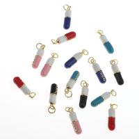 المعلقات مجوهرات النحاس, كبسولة, مينا, المزيد من الألوان للاختيار, 20x5x5mm, تباع بواسطة PC