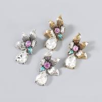 Boucles d'oreilles en alliage de zinc, avec strass acrylique, Placage, bijoux de mode & pour femme & avec les strass de verre, plus de couleurs à choisir, 50x26mm, Vendu par paire