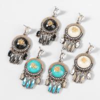 Tibetan Style Drop Earrings, with acrylic rhinestone & Resin, fashion jewelry & for woman, more colors for choice, 62x30mm, Sold By Pair