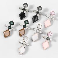 Zinc Alloy Stud Earring with Resin fashion jewelry & for woman & with rhinestone Sold By Pair