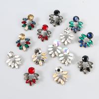Tibetan Style Stud Earring, fashion jewelry & for woman & with rhinestone, more colors for choice, 39x33mm, Sold By Pair