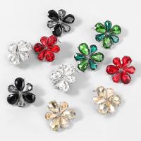 Tibetan Style Stud Earring, fashion jewelry & for woman & with rhinestone, more colors for choice, 31x31mm, Sold By Pair