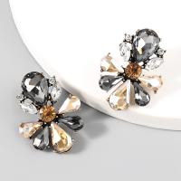 Tibetan Style Stud Earring, fashion jewelry & for woman & with rhinestone, 36x28mm, Sold By Pair
