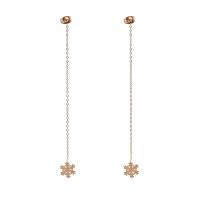 Titanium Stål Drop Earring, Snowflake, forgyldt, mode smykker & for kvinde, rosa guld farve, 105mm, Solgt af par