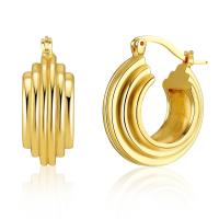 Laiton Anneau d'oreille, Placage, bijoux de mode & pour femme, doré, 26x22mm, Vendu par paire