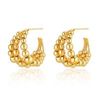 Brass Stud Earring, 18K gold plated, fashion jewelry & for woman, golden, 22x26mm, Sold By Pair