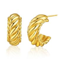 Brass Stud Earring 18K gold plated fashion jewelry & for woman golden 20mm Sold By Pair