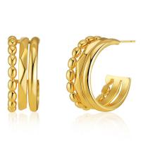 Латунь Стад Серьги, 18K золотым напылением, ювелирные изделия моды & Женский, Золотой, 21mm, продается Пара