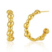 Latão Brinco, cobre, banhado a ouro 18k, joias de moda & para mulher, dourado, 22mm, vendido por par