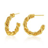 Brass Stud Earring, 18K gold plated, fashion jewelry & for woman, golden, 30mm, Sold By Pair