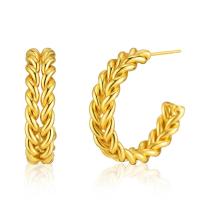 Латунь Стад Серьги, 18K золотым напылением, ювелирные изделия моды & Женский, Золотой, 23x6mm, продается Пара
